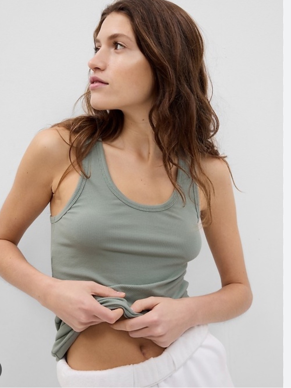 Gap Forever Favorite Rib Tank Top — Sage Green size M